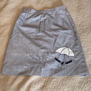 Elegant Blue Midi Skirt with Umbrella Detail